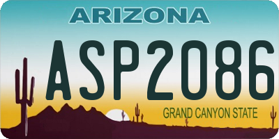 AZ license plate ASP2086