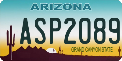 AZ license plate ASP2089