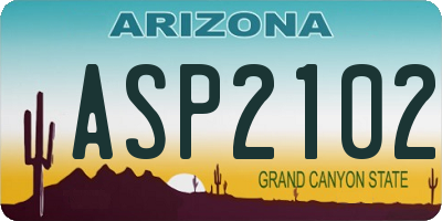 AZ license plate ASP2102