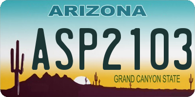 AZ license plate ASP2103
