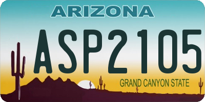 AZ license plate ASP2105