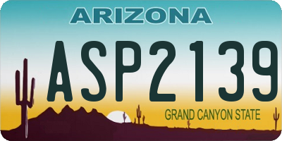 AZ license plate ASP2139