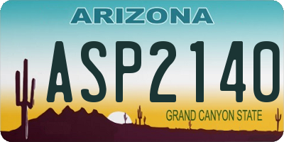 AZ license plate ASP2140