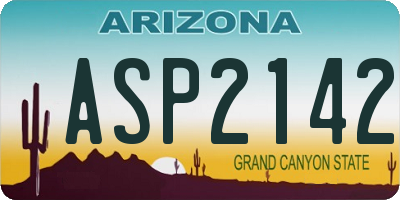 AZ license plate ASP2142