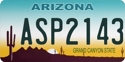 AZ license plate ASP2143