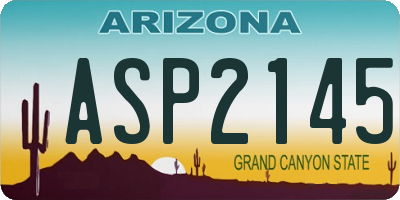 AZ license plate ASP2145