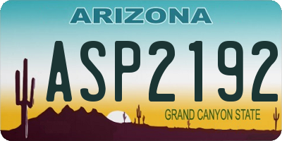 AZ license plate ASP2192