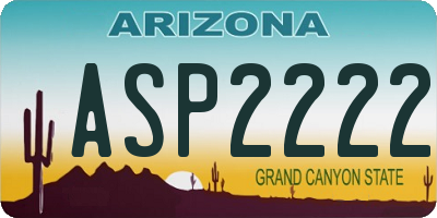 AZ license plate ASP2222