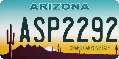AZ license plate ASP2292