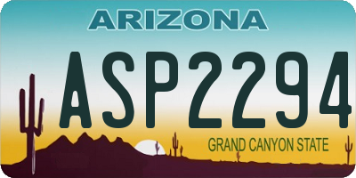 AZ license plate ASP2294