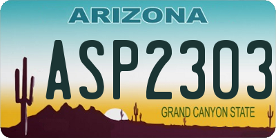 AZ license plate ASP2303
