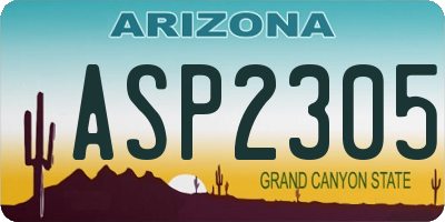 AZ license plate ASP2305