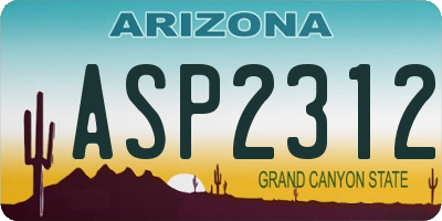 AZ license plate ASP2312