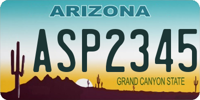 AZ license plate ASP2345