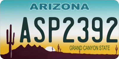 AZ license plate ASP2392