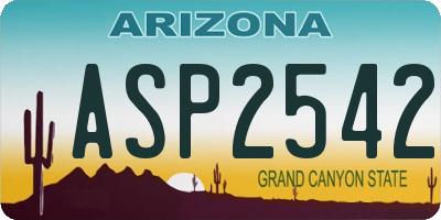 AZ license plate ASP2542