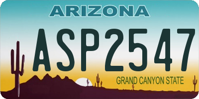 AZ license plate ASP2547