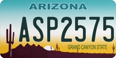 AZ license plate ASP2575