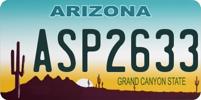 AZ license plate ASP2633