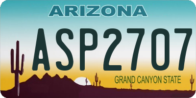 AZ license plate ASP2707