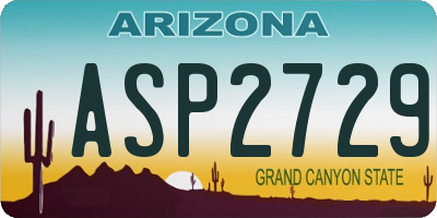 AZ license plate ASP2729