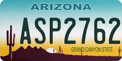 AZ license plate ASP2762