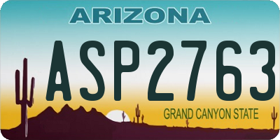 AZ license plate ASP2763
