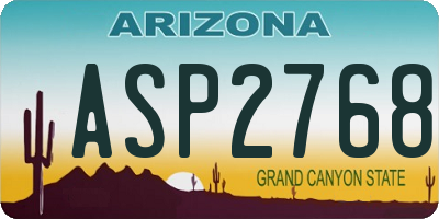 AZ license plate ASP2768