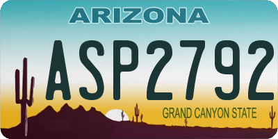 AZ license plate ASP2792