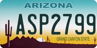 AZ license plate ASP2799