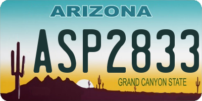 AZ license plate ASP2833