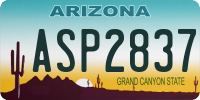 AZ license plate ASP2837