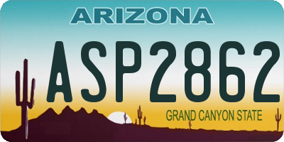 AZ license plate ASP2862
