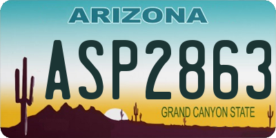 AZ license plate ASP2863