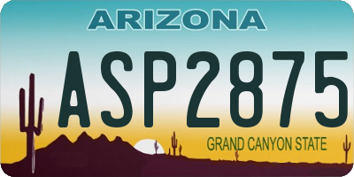 AZ license plate ASP2875