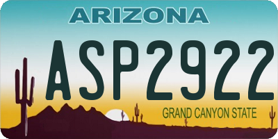 AZ license plate ASP2922
