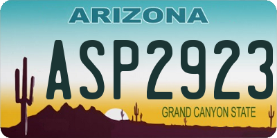 AZ license plate ASP2923