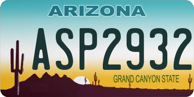 AZ license plate ASP2932