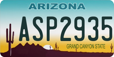 AZ license plate ASP2935