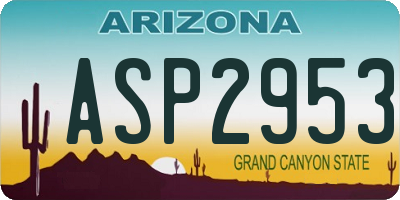 AZ license plate ASP2953