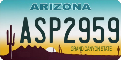 AZ license plate ASP2959