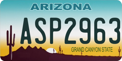 AZ license plate ASP2963