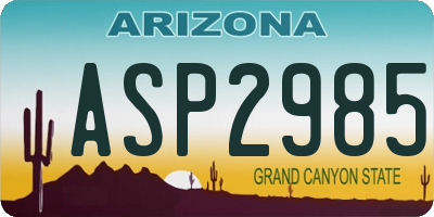 AZ license plate ASP2985