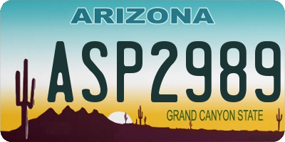 AZ license plate ASP2989