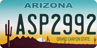 AZ license plate ASP2992