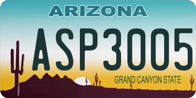 AZ license plate ASP3005