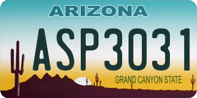 AZ license plate ASP3031