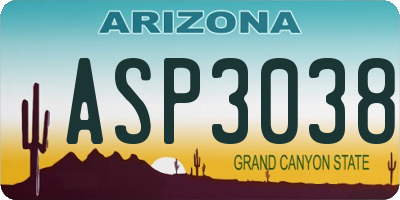 AZ license plate ASP3038