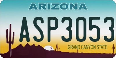 AZ license plate ASP3053