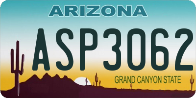 AZ license plate ASP3062